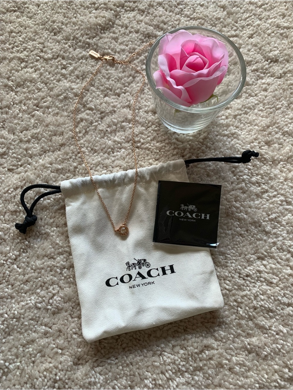 {Coach} EUC! Rose Gold Tone Pendant Necklace
